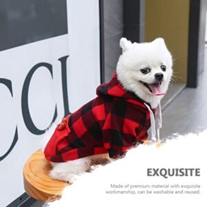 generic Christmas Plaid Dog Hoodie Soft Warm Pet Clothes with Hat - Dog Sweater with Pocket Puppy Sweatshirt Dog Winter Clothes Hooded Coat for Dogs Puppy Cats Kitten - Size XS