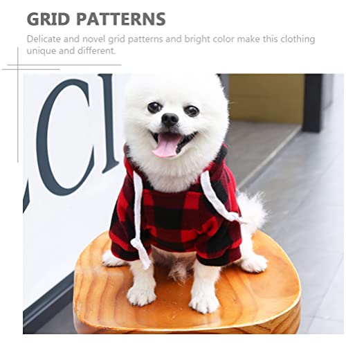 generic Christmas Plaid Dog Hoodie Soft Warm Pet Clothes with Hat - Dog Sweater with Pocket Puppy Sweatshirt Dog Winter Clothes Hooded Coat for Dogs Puppy Cats Kitten - Size XS