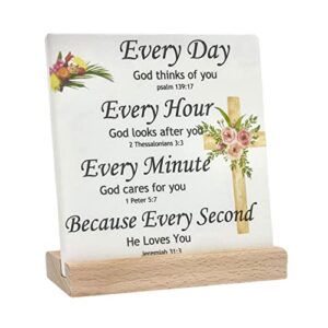 Urbcent Religious Gifts for Women Friends Christian Gifts for Pastor Bible Saying Desk Decor for Women God Gifts Desk 6”x6” Decorative Plaque with Wooden Stand