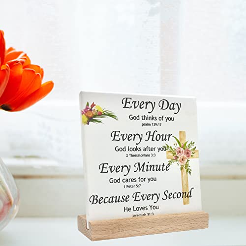 Urbcent Religious Gifts for Women Friends Christian Gifts for Pastor Bible Saying Desk Decor for Women God Gifts Desk 6”x6” Decorative Plaque with Wooden Stand