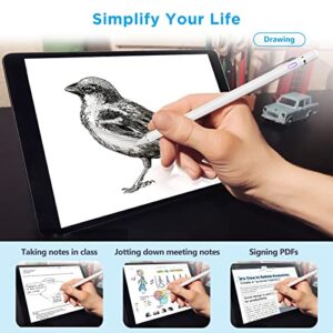 Stylus Pen for iPad, Pencil for iPad Pro 12.9/11/10.5/9.7 Inch Air 5/4/3/2/1 iPad 10/9/8/7/6/5/4 Mini 6/5/4/3/2 Generation Alternative Drawing Writing Digital Stylist for Touch Screens (Jet White)