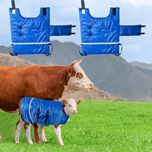 2 packs calf blanket livestock, calf blanket for cold weather windproof and waterproof, calf blanket winter for keeping cow warmming thickened belly protection blue
