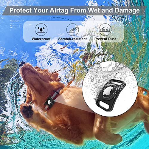 SANKALA Airtag Dog Collar Holder, [2 Pack] Waterproof Airtag Case for Dog Collar, TPU & Silicone Full Body Covered Apple Airtag Holder for Dog Collar, Airtag Protective Cover for Pet Collar Backpack