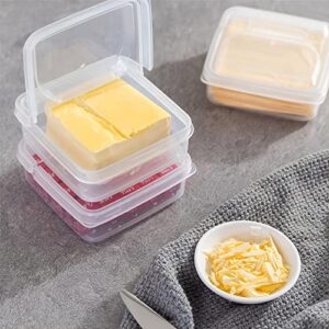 Typutomi 2 Pack Sliced Cheese Container for Fridge, Clear Plastic Butter Block Cheese Slice Storage Box with Flip Lid for Refrigerator Food Vegetable