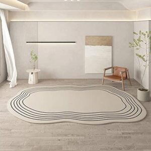 decomia home non slip rug, modern rug, abstract rug, irregular rug, rug for living room bedroom, nordic rug, white rug, home decor modern (5'x7')