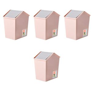 Cabilock 4pcs Desktop Trash can Small Rubbish can Waste Bin Rubbish Storage can Rubbish Container Cute Trash can Work Desk Decor car bin Waste Paper Bucket Office Waste Paper bin with Cover