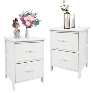 white nightstands set with drawers, wooden night stands fully assembled modern white night stands with 2 drawers, night stands set of 2 for small space, bedroom, office