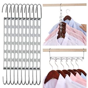 space saving hangers, 10 pack metal hanger organizer, space saver hangers, collapsible hangers for heavy clothes, magic hangers for closet organization and storage, college dorm room essentials