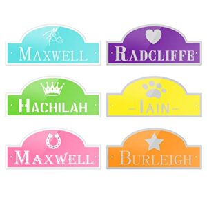 acrylic horse stall name plate, 3.4" x 7.8" personalized stall signs, uv protected, custom pet name sign, all weather adhesive, mounting (printing-colorful)