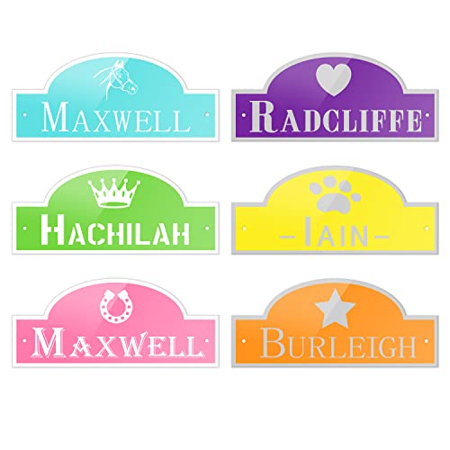 Acrylic Horse Stall Name Plate, 3.4" x 7.8" Personalized Stall Signs, UV Protected, Custom Pet Name Sign, All Weather Adhesive, Mounting (Printing-Colorful)