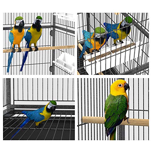 YITAHOME 52-inch Wrought Iron Flight Bird Parakeet Parrot Cage for Large Cockatiel, Canary, Finch, Lovebird, Parrotlet, Conure, Pigeons, African Grey Quaker, Birdcage with Rolling Stand.