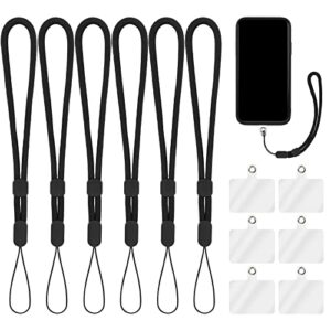 cobee hand wrist strap lanyard with tether patch, 6 pcs adjustable nylon wrist straps with 6 pcs transparent phone pads cell phone lanyard strap holder hand straps for mobile phone camera key wallet