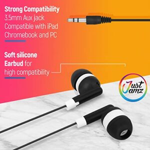 JustJamz Bulk Earbuds 1000 Pack | Black Dot Earphones Bulk for Classroom, Wholesale Earbuds Headphones Earphones for Kids, Perfect for Students, Schools, Hospitals, Hotels, Library, Museums