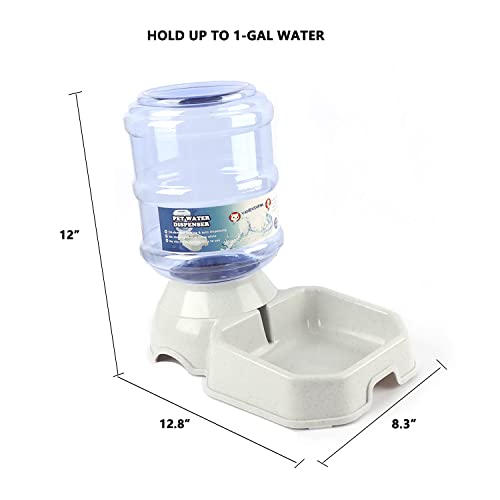 Automatic Dog Cat Feeders Water Bowl Dispenser Gravity Water Fountain Large Capacity 3.8L,1 Gallon Large Capacity for Medium Large Pets