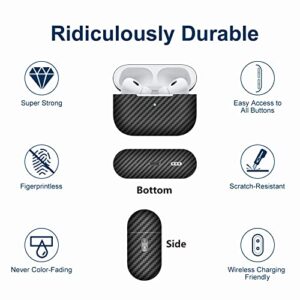 OUGIC Sisyphy Super Slim Case Compatible for AirPods Pro 2nd (2022) Headphone, Real Aramid Fiber Skin, Carbon Thin Shockproof Cover