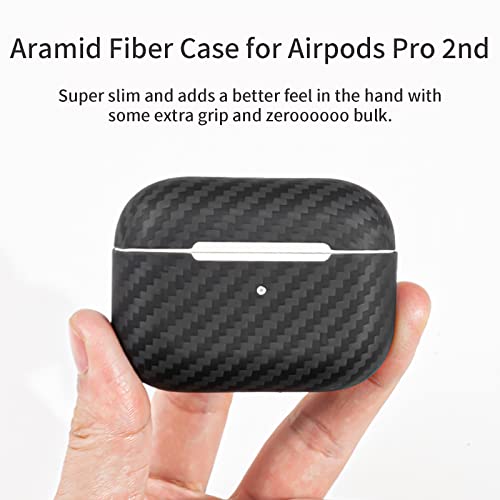 OUGIC Sisyphy Super Slim Case Compatible for AirPods Pro 2nd (2022) Headphone, Real Aramid Fiber Skin, Carbon Thin Shockproof Cover