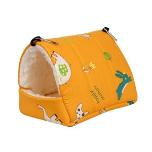 magideal soft hamster hammock bed playing hanging cage accessories hamster den warm sleeping house nest toy for small animals ferret parrot mouse rat, yellow