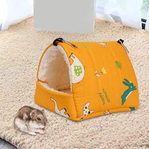 MagiDeal Soft Hamster Hammock Bed Playing Hanging Cage Accessories Hamster DEN Warm Sleeping House Nest Toy for Small Animals Ferret Parrot Mouse Rat, Yellow