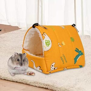 MagiDeal Soft Hamster Hammock Bed Playing Hanging Cage Accessories Hamster DEN Warm Sleeping House Nest Toy for Small Animals Ferret Parrot Mouse Rat, Yellow