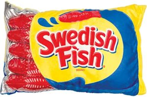 iscream swedish fish package 12" x 18" pillow set with mini fish candy pillows
