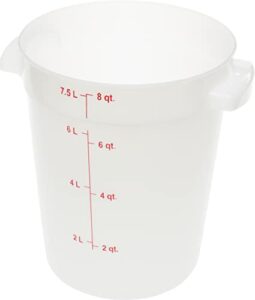 carlisle foodservice products cfs storplus plastic round food storage container, 8 quart, white, (pack of 12)