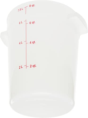 Carlisle FoodService Products CFS StorPlus Plastic Round Food Storage Container, 8 Quart, White, (Pack of 12)