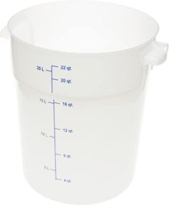 carlisle foodservice products cfs storplus plastic round food storage container, 22 quart, white, (pack of 6)