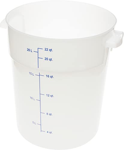 Carlisle FoodService Products CFS StorPlus Plastic Round Food Storage Container, 22 Quart, White, (Pack of 6)