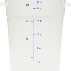 Carlisle FoodService Products CFS StorPlus Plastic Round Food Storage Container, 22 Quart, White, (Pack of 6)