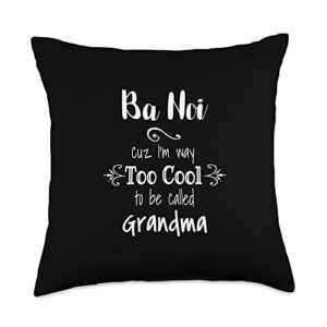 unique christmas birthday mother's day gifts shop too cool ba noi vietnam vietnamese grandma throw pillow, 18x18, multicolor