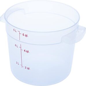 carlisle foodservice products cfs storplus plastic round food storage container, 6 quart, clear, (pack of 12)
