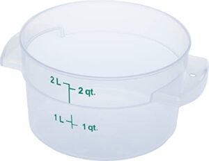 carlisle foodservice products storplus plastic round food storage container, 2 quart, clear, (pack of 12)
