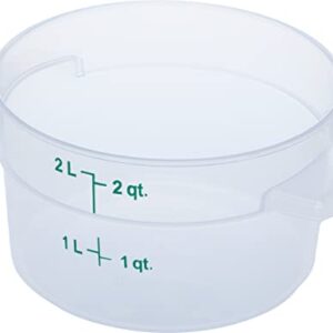 Carlisle FoodService Products StorPlus Plastic Round Food Storage Container, 2 Quart, Clear, (Pack of 12)