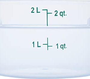 Carlisle FoodService Products StorPlus Plastic Round Food Storage Container, 2 Quart, Clear, (Pack of 12)