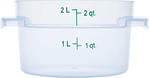 Carlisle FoodService Products StorPlus Plastic Round Food Storage Container, 2 Quart, Clear, (Pack of 12)