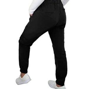 JDM Uniforms Women's 5 Pocket Jogger Scrub Pant Medical Nursing Black-Large