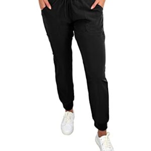 JDM Uniforms Women's 5 Pocket Jogger Scrub Pant Medical Nursing Black-Large