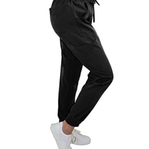 JDM Uniforms Women's 5 Pocket Jogger Scrub Pant Medical Nursing Black-Large