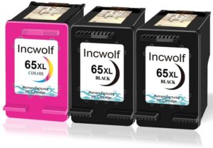 incwolf remanufactured ink cartridge replacement for hp 65xl ink for envy 5055 5052 5070 deskjet 3755 2655 3720 3722 3723 3730 3732 3752 3758 2652 2624 printer (2b1c)