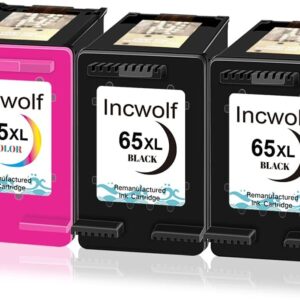 INCWOLF Remanufactured Ink Cartridge Replacement for hp 65XL Ink for Envy 5055 5052 5070 DeskJet 3755 2655 3720 3722 3723 3730 3732 3752 3758 2652 2624 Printer (2b1c)