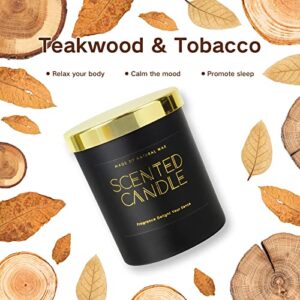 Candles for Home Scented, Teakwood & Tobacco Scented Candles Natural Soy Candles Candles for Men Women Candles Gifts for Women Black Candles Gifts Set Home Decorations