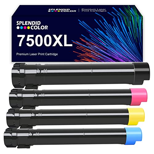 SPLENDIDCOLOR 7500 Toner Remanufactured Phaser 7500 Toner Cartridge 106R01436 106R01437 106R01438 106R01439 Replacement for Xerox Phaser 7500 7500N 7500DN 7500V 7500DT 7500YD 7500DX Printer.