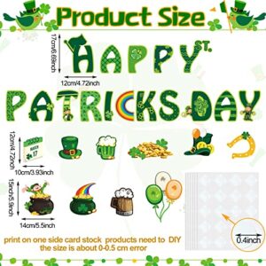 68 Pcs St. Patrick's Day Classroom Bulletin Border Decoration Shamrock Cutouts Gold Cutouts Hat Beer Mug Cutouts Happy St. Patrick's Day Cutouts for St. Patrick's Classroom Wall Decor (Fresh Shamrock)