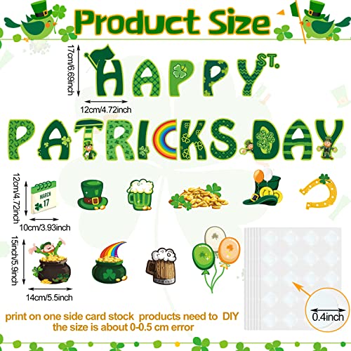 68 Pcs St. Patrick's Day Classroom Bulletin Border Decoration Shamrock Cutouts Gold Cutouts Hat Beer Mug Cutouts Happy St. Patrick's Day Cutouts for St. Patrick's Classroom Wall Decor (Fresh Shamrock)