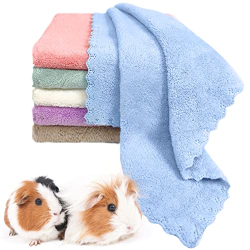 Tierecare 6Pcs Guinea Pig Blankets Small Animal Fleece Bedding Washable Cage Liner Ultra Soft Hedgehog Pad Sleep Mat Ferret Beds Cage Accessories for Rat