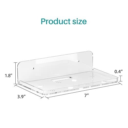 Wall Mount Floating Shelves for 2 Pcs Security Camera Shelf Mini Speaker Other Small Items in Bedroom Bathroom Kitchen Living Room Clear Mini Shelf Flexible Use for Wall Space(L)