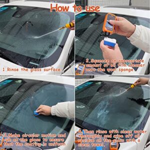 2PCS Car Glass Oil Film Cleaner 240g with Microfiber Towel and Sponge,Glass Film Removal Paste,Car Windshield Oil Film Cleaner for Auto and Home Eliminates Coatings to Restore Glass to Clear