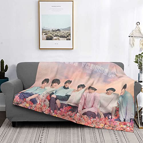 Blanket Korean Star Throw Blanket Idol Singer Anti-Pilling Flannel Ultra Soft Cozy Fleece Boys Fans Merchandise for Sofa Bed Girls Adults Gifts (50"X40")