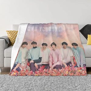 Blanket Korean Star Throw Blanket Idol Singer Anti-Pilling Flannel Ultra Soft Cozy Fleece Boys Fans Merchandise for Sofa Bed Girls Adults Gifts (50"X40")