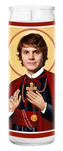 evan peters celebrity prayer candle - funny saint candle - 8 inch glass prayer pop culture votive - 100% handmade in usa - funny celeb novelty actor tv show movie gift